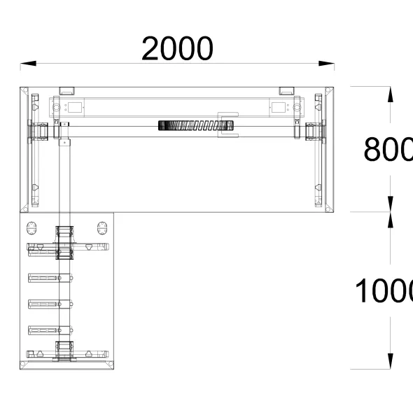 Bureau droit placage bois FrameOne II Manager - l. 200 x pr. 80 cm + retour l. 100 x pr. 60 cm - piétement arche