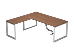 Bureau droit placage bois FrameOne II Manager - l. 200 x pr. 90 cm + retour l. 100 x pr. 60 cm - piétement cadre