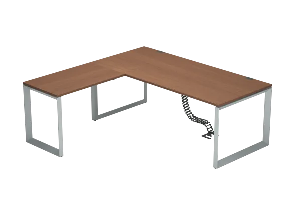 Bureau droit placage bois FrameOne II Manager - l. 200 x pr. 90 cm + retour l. 100 x pr. 60 cm - piétement cadre
