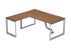 Bureau droit placage bois FrameOne II Manager - l. 180 x pr. 90 cm + retour l. 80 x pr. 60 cm - piétement cadre