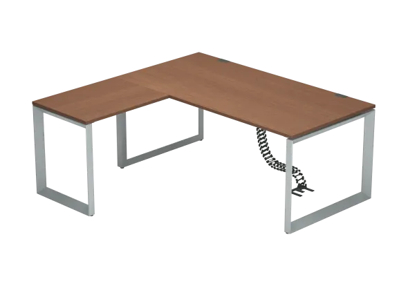 Bureau droit placage bois FrameOne II Manager - l. 180 x pr. 90 cm + retour l. 80 x pr. 60 cm - piétement cadre