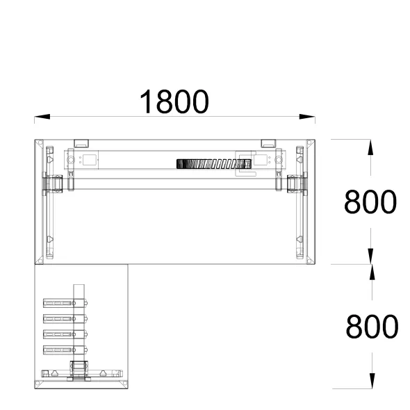 Bureau droit placage bois FrameOne II Manager - l. 180 x pr. 80 cm + retour l. 80 x pr. 60 cm - piétement cadre