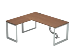 Bureau droit placage bois FrameOne II Manager - l. 180 x pr. 80 cm + retour l. 80 x pr. 60 cm - piétement cadre
