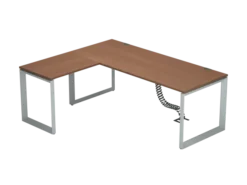 Bureau droit placage bois FrameOne II Manager - l. 200 x pr. 80 cm + retour l. 80 x pr. 60 cm - piétement cadre