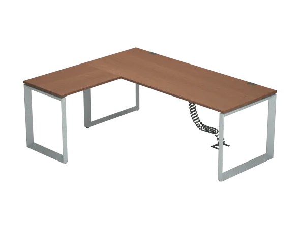 Bureau droit placage bois FrameOne II Manager - l. 200 x pr. 80 cm + retour l. 80 x pr. 60 cm - piétement cadre