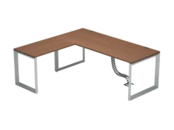 Bureau droit placage bois FrameOne II Manager - l. 200 x pr. 80 cm + retour l. 100 x pr.60 cm - piétement cadre