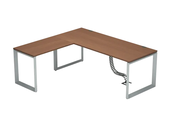 Bureau droit placage bois FrameOne II Manager - l. 200 x pr. 80 cm + retour l. 100 x pr.60 cm - piétement cadre