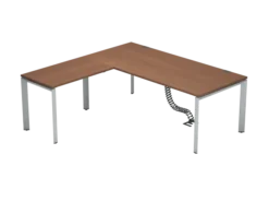 Bureau droit placage bois FrameOne II Manager - l. 200 x pr. 90 cm + retour l. 100 x pr. 60 cm - piétement arche