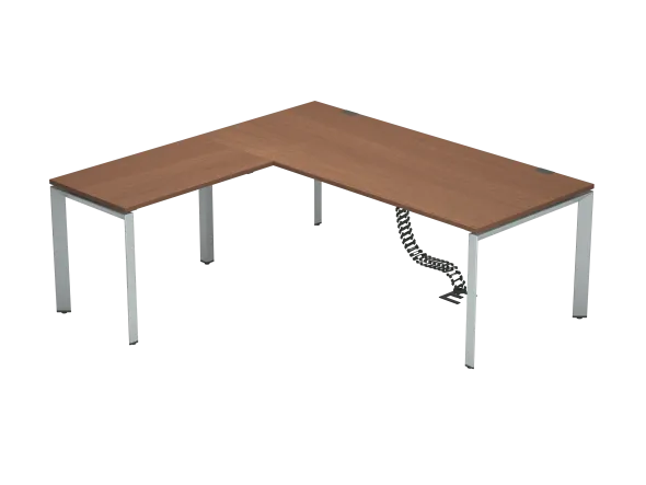 Bureau droit placage bois FrameOne II Manager - l. 200 x pr. 90 cm + retour l. 100 x pr. 60 cm - piétement arche