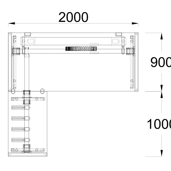 Bureau droit placage bois FrameOne II Manager - l. 200 x pr. 90 cm + retour l. 100 x pr. 60 cm - piétement arche