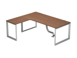 Bureau droit placage bois FrameOne II Manager - l. 200 x pr. 90 cm + retour l. 80 x pr. 60 cm - piétement cadre