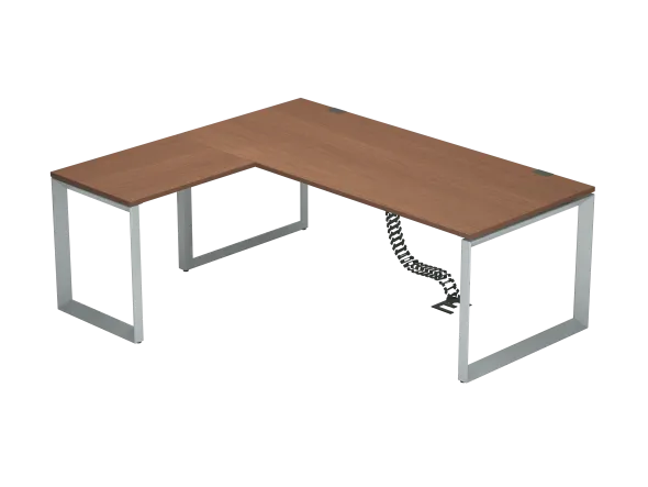 Bureau droit placage bois FrameOne II Manager - l. 200 x pr. 90 cm + retour l. 80 x pr. 60 cm - piétement cadre