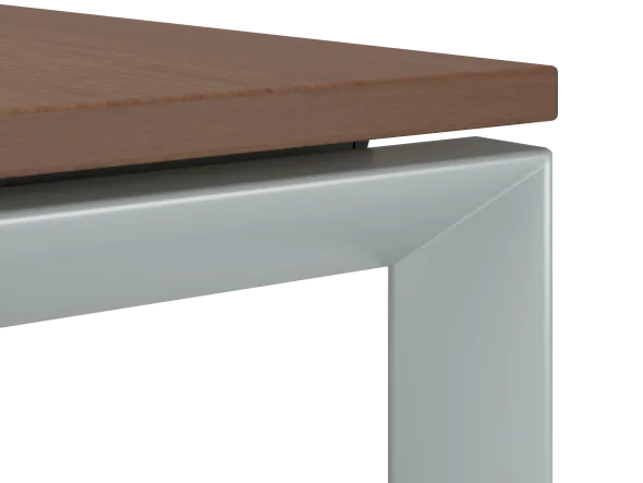 Bureau droit placage bois FrameOne II Manager - l. 200 x pr. 90 cm + retour l. 80 x pr. 60 cm - piétement cadre