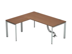 Bureau droit placage bois FrameOne II Manager - l. 180 x pr. 80 cm + retour l. 80 x pr. 60 cm - piétement arche