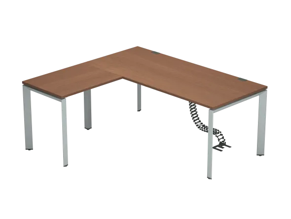 Bureau droit placage bois FrameOne II Manager - l. 180 x pr. 80 cm + retour l. 80 x pr. 60 cm - piétement arche