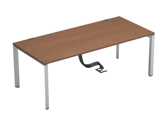 Bureau droit placage bois FrameOne II Manager - l. 200 x pr. 90 cm - piétement arche