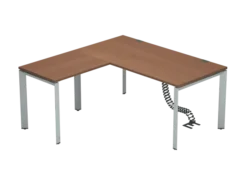 Bureau droit placage bois FrameOne II Manager - l. 160 x pr. 80 cm + retour l. 80 x pr. 60 cm - piétement arche