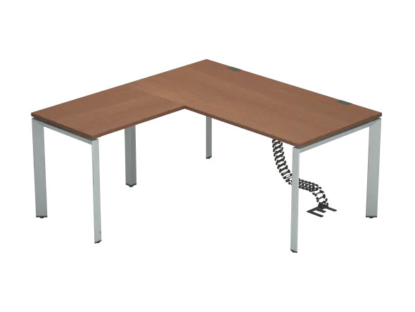 Bureau droit placage bois FrameOne II Manager - l. 160 x pr. 80 cm + retour l. 80 x pr. 60 cm - piétement arche