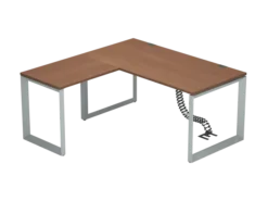 Bureau droit placage bois FrameOne II Manager - l. 160 x pr. 80 cm + retour l. 80 x pr. 60 cm - piétement cadre