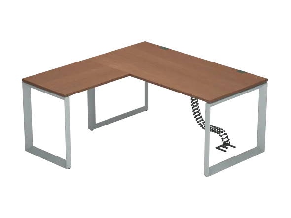Bureau droit placage bois FrameOne II Manager - l. 160 x pr. 80 cm + retour l. 80 x pr. 60 cm - piétement cadre
