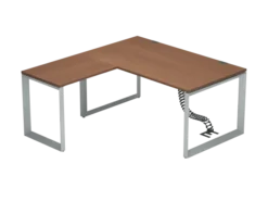 Bureau droit placage bois FrameOne II Manager - l. 160 x pr. 90 cm + retour l. 80 x pr. 60 cm - piétement cadre
