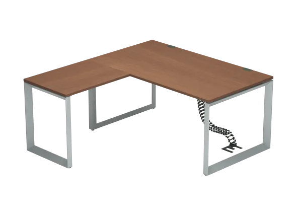 Bureau droit placage bois FrameOne II Manager - l. 160 x pr. 90 cm + retour l. 80 x pr. 60 cm - piétement cadre