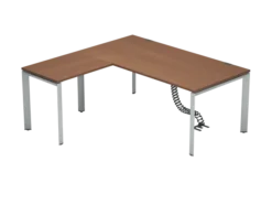 Bureau droit placage bois FrameOne II Manager - l. 180 x pr. 90 cm + retour l. 80 x pr. 60 cm - piétement arche
