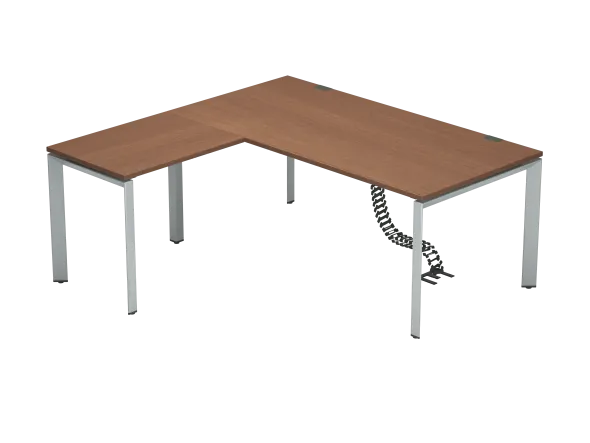 Bureau droit placage bois FrameOne II Manager - l. 180 x pr. 90 cm + retour l. 80 x pr. 60 cm - piétement arche