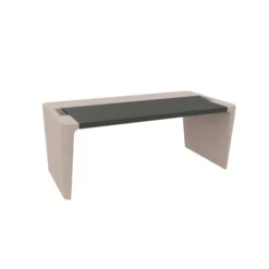 Bureau droit placage bois Quadri Prestige - l. 190 x pr. 100 cm - avec sous-main cuir intégré