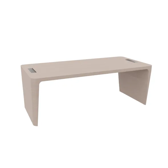 Bureau droit placage bois Quadri Prestige - l. 210 x pr. 100 cm