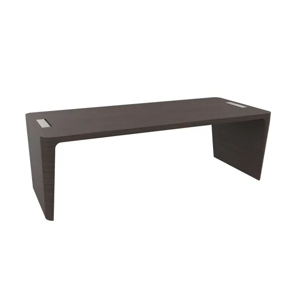 Bureau droit placage bois Quadri Prestige - l. 230 x pr. 100 cm