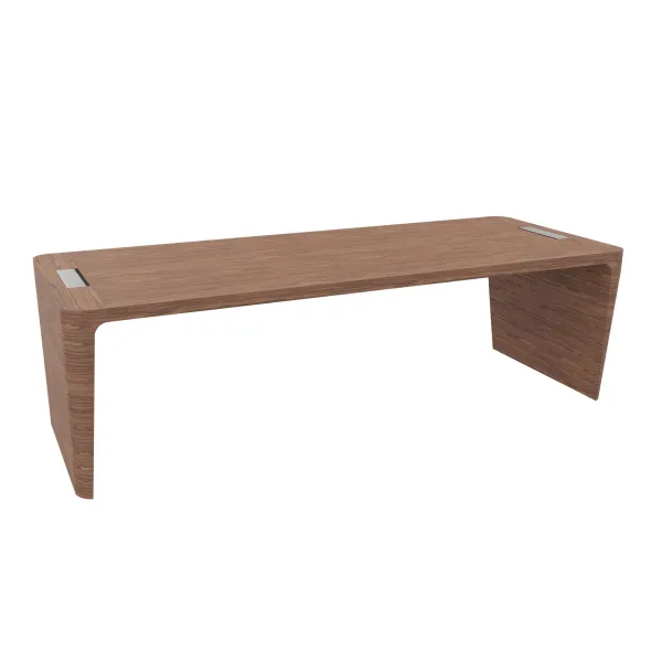 Bureau droit placage bois Quadri Prestige - l. 250 x pr. 100 cm