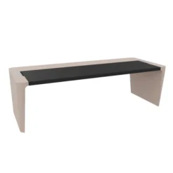 Bureau droit placage bois Quadri Prestige - l. 250 x pr. 100 cm - avec sous-main cuir intégré