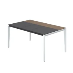 Bureau droit placage bois X-Time Wood - l. 161 x p. 101 cm - sous-main cuir intégré