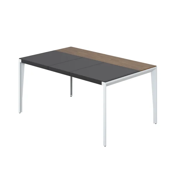Bureau droit placage bois X-Time Wood - l. 161 x p. 101 cm - sous-main cuir intégré