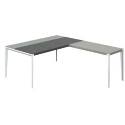 Bureau droit placage bois X-Time Wood - l. 181 x pr. 101 cm + retour - sous-main cuir intégré