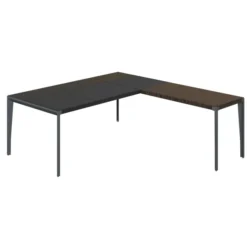 Bureau droit placage bois X-Time Wood - l. 201 x pr. 101 cm + retour - sous-main cuir intégré