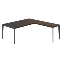 Bureau droit placage bois X-Time Wood - l. 201 x pr. 101 cm + retour