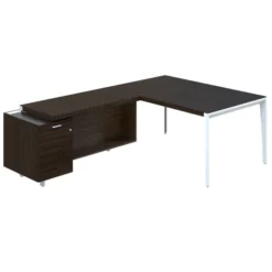 Bureau droit placage bois X-Time Wood - l. 161 x p. 101 cm + meuble de rangement