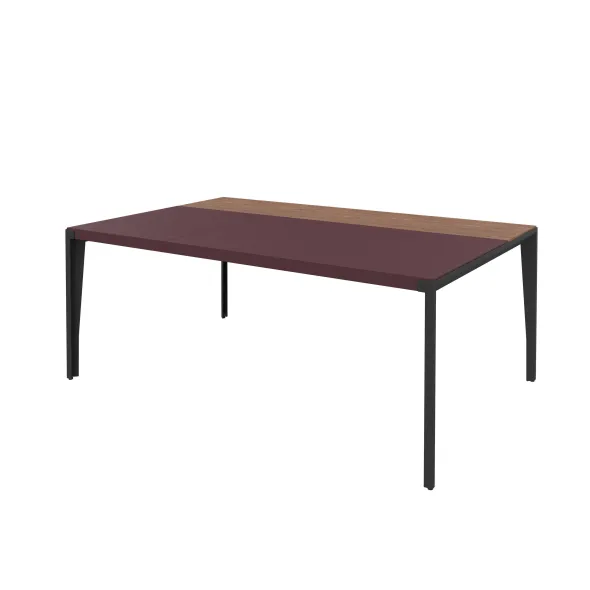 Bureau droit placage bois X-Time Wood - l. 181 x p. 101 cm - sous-main cuir intégré