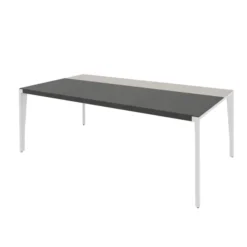 Bureau droit placage bois X-Time Wood - l. 201 x p. 101 cm - sous-main cuir intégré
