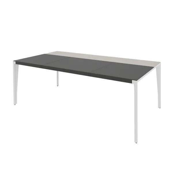 Bureau droit placage bois X-Time Wood - l. 201 x p. 101 cm - sous-main cuir intégré