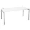 Bureau droit Squadra - l. 160 x pr. 80 cm - plateau blanc - piétement métal arche coloris gris aluminium