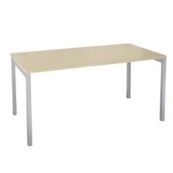 Bureau droit Squadra - l. 160 x pr. 80 cm - plateau chêne clair - piétement métal arche coloris gris aluminium