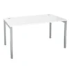Bureau droit Squadra - l. 140 x pr. 80 cm - plateau blanc - piétement métal arche coloris gris aluminium