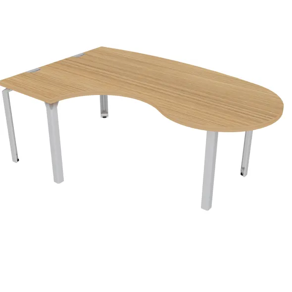 Bureau ergonomique compact 90° asymétrique Epure - l. 200 x l. 120 x pr. 60 cm - convivialité frontale et latérale