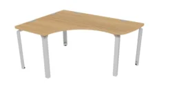 Bureau ergonomique compact 90° asymétrique Epure - l. 160 x l. 120 x pr. 62-60 cm - 1 côté courbe