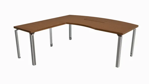 Bureau ergonomique droit placage bois Epure Manager - top access - l. 200 x pr. 100 + retour l. 100 x pr. 60 cm