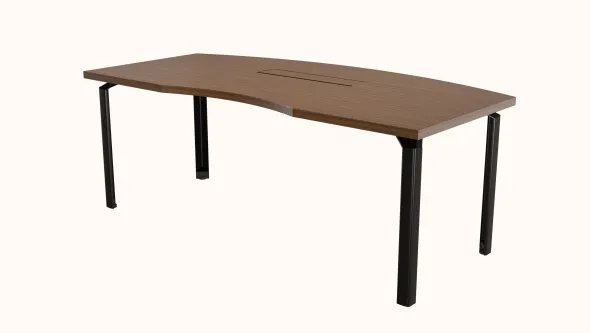 Bureau ergonomique droit placage bois Epure Manager - top access ébénisterie - l. 200 x pr. 100 cm