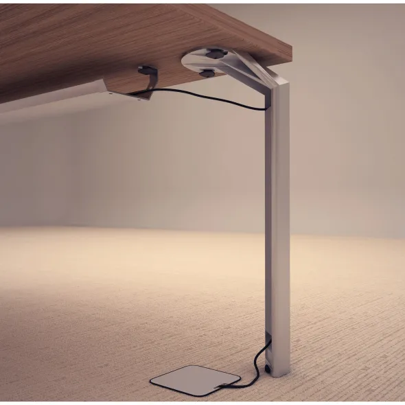 Bureau ergonomique droit placage bois Epure Manager - l. 200 x pr. 100 + retour l. 100 x pr. 60 cm -